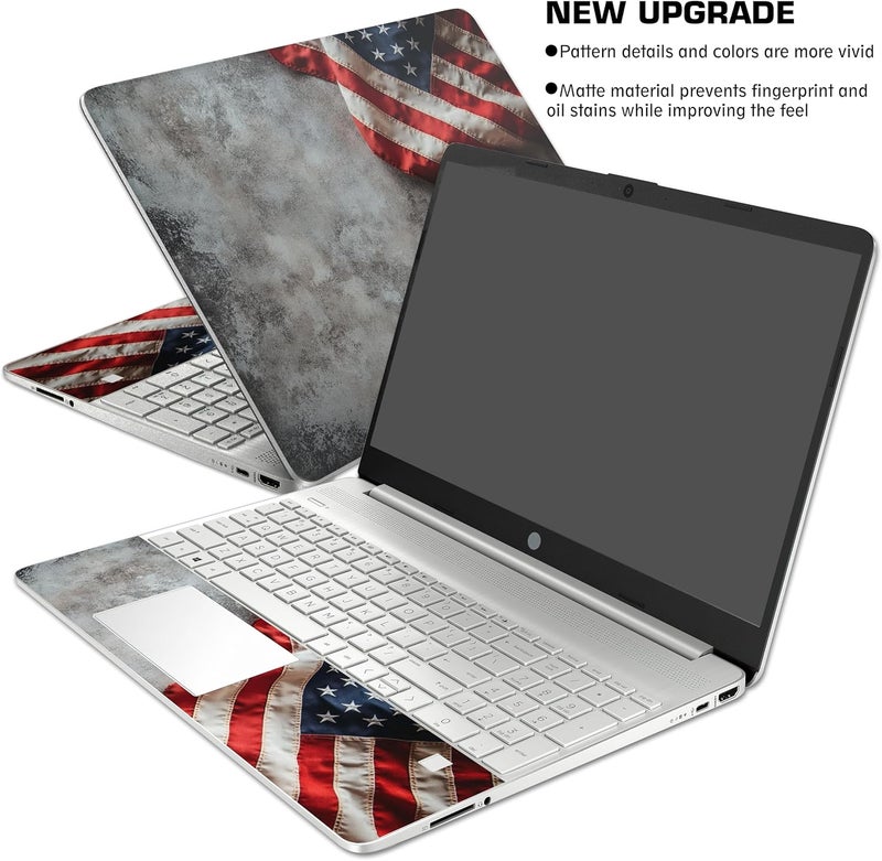 TracyArt Laptop Skin Decal HP 15.6" - US Flag, Laptop Cover Sticker, No Cutting Required, No Bubble, Waterproof, Scratch Resistant - Including Wide Screen and Wrist Pad - Image 2